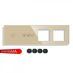 Panou întrerupător simplu+dimmer M1+Ramă dublă priză din sticlă - Img 3