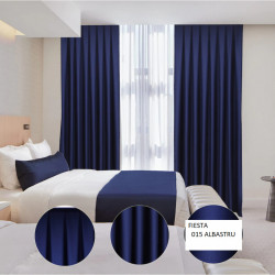 Set complet pentru fereastra BLACKOUT DRAPERIE Red FIESTA SATEN 015 ALBASTRU+ PERDEA VOAL508 - Img 1