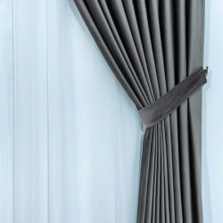 Set complet pentru fereastra DRAPERIE soft V44 gri inchis+ PERDEA 1008 - Img 5