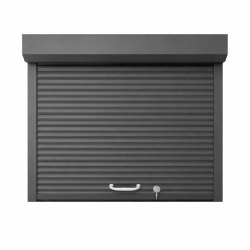 Usa de garaj rulou aluminiu antracit lamela 55 mm actionare manuala cu arc si incuietoare cu cheie