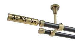 Galerie dubla flora fara inele prindere tavan 19/19 mm negru aur antic - Img 1