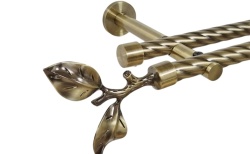 Galerie dubla twist picior universal fara inele prindere perete galaz 19/19 mm aur antic - Img 1