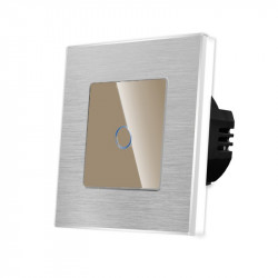 Intrerupator simplu cu touch din sticla si rama de aluminiu argintie - Img 3