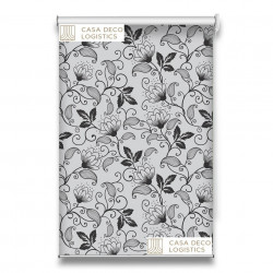 Roletă textilă Floral 8014 albă cu model floral gri elegant