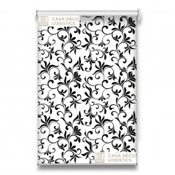 Roletă textilă Royal 5010 alb-negru cu model floral baroque