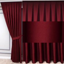 Set complet pentru fereastra BLACKOUT DRAPERIE Red FIESTA SATEN 012 BORDO + PERDEA VOAL508 - Img 3
