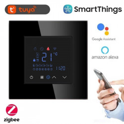 Termostat inteligent Zigbee pentru incalzire in pardoseala pe baza de apa, cu rama de sticla - Img 1