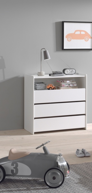Comodă Kiddy cu 3 Sertare, pentru Camera Copii, Alb – Vipack