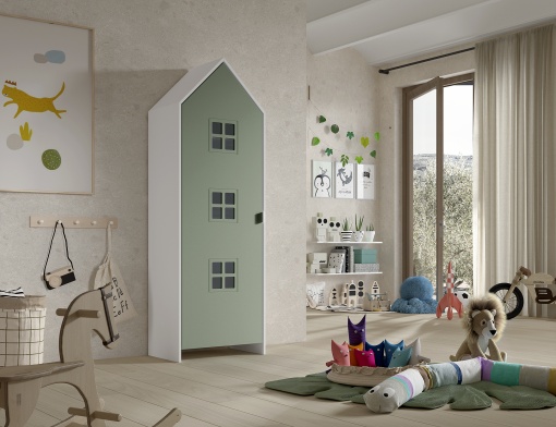 Dulap pentru Copii Căsuță, Verde, (MDF) – CASAMI – Vipack