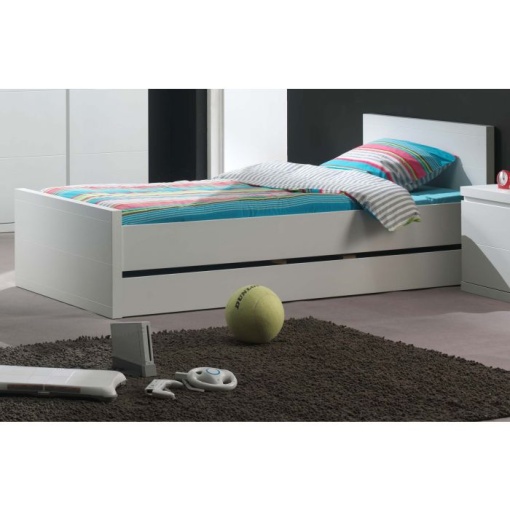 Pat Individual Lara 90x200 cm, pentru Copii/Tineri, Alb – Vipack