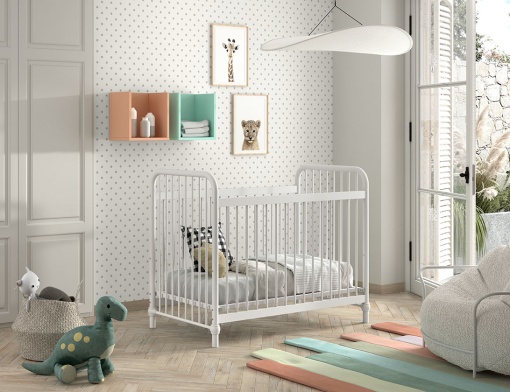 Pătuț Bebeluși BRONXX, Alb Mat, 60 x 120 cm (Metal) – BRONXX – Vipack
