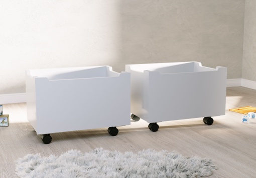 Set 2 Sertare Forrest Beech, pentru Patul Semi-Înălțat, din Lemn de Fag, Alb – Vipack