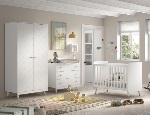 Set Mobilier Complet pentru Bebeluși, 4 Piese, Alb Satinat (Pin Masiv și MDF) – Billy – Vipack