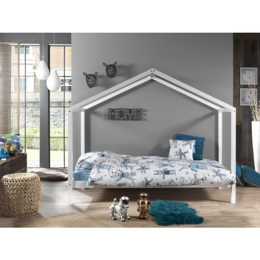 Pat Căsuță, Alb, 90 x 200 cm, Pin Masiv – Dallas – Vipack