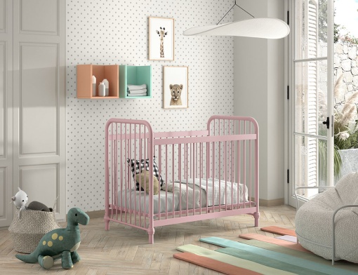 Pătuț Bebeluși BRONXX, Roz Prăfuit, 60 x 120 cm (Metal) – BRONXX – Vipack