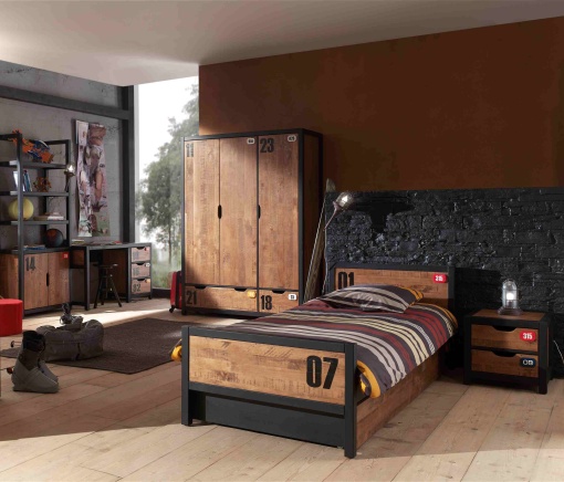 Set Mobilier Cameră Copii ALEX, 5 Piese, Pat 90x200 cm, Pin Masiv – Vipack