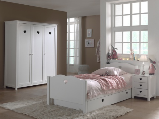 Set Mobilier Cameră Copii AMORI, 4 Piese, Alb, Stil Romantic – Vipack