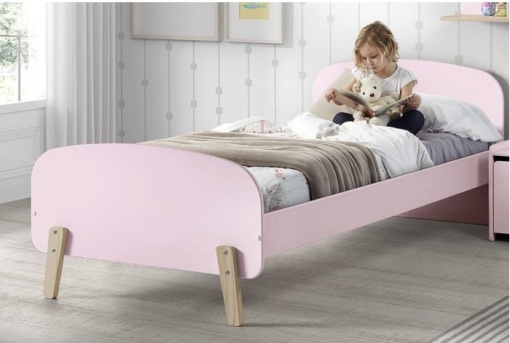 Set Mobilier Kiddy pentru Camera Copii – Pat 90x200 cm, Noptieră și Cutie Jucării – Roz Pal – Vipack