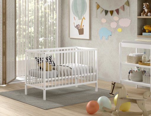 Pat bebeluși DINO, alb, 60x120 cm – Vipack
