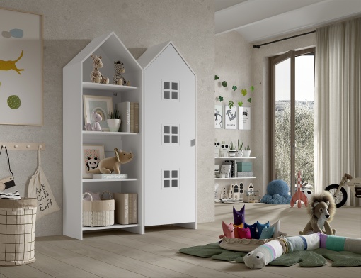 Set 2 Dulapuri pentru Copii Căsuță, Alb, (MDF) – CASAMI BRUGES – Vipack