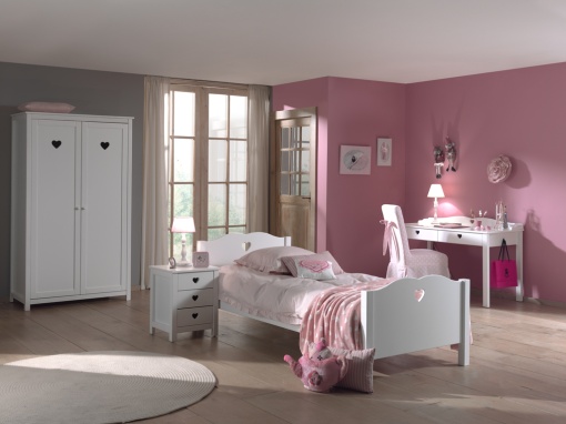 Set Mobilier Cameră Copii AMORI, Alb, 4 Piese, Stil Romantic – Vipack