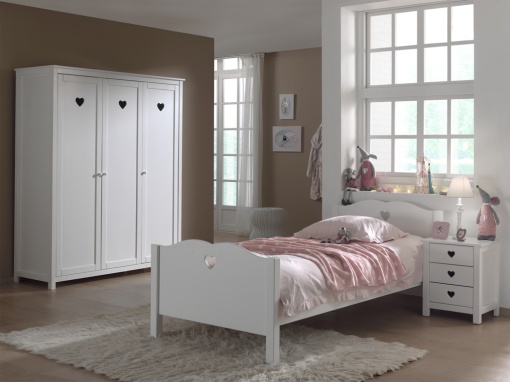 Set Mobilier Copii AMORI, 3 Piese, Alb, Stil Romantic – Vipack