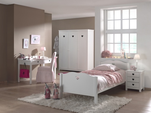 Set Mobilier Copii AMORI, 4 Piese, Alb, Stil Romantic – Vipack