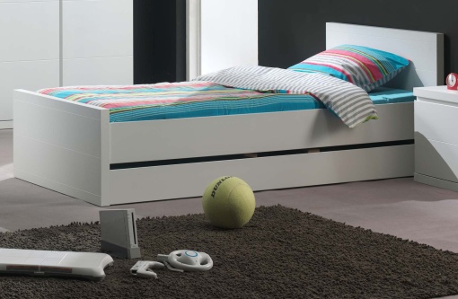 Set Pat Individual Lara 90x200 cm cu Sertar, pentru Copii/Tineri, Alb – Vipack
