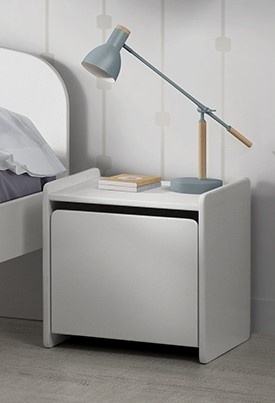 Noptieră Kiddy, pentru Camera Copii, cu 1 Ușă și Margini Rotunjite, Alb – Vipack