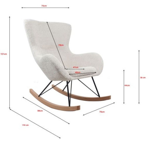 Scaun balansoar bej din colecția Rocky cu tapițerie bouclé – ideal pentru relaxare și decor – Vipack