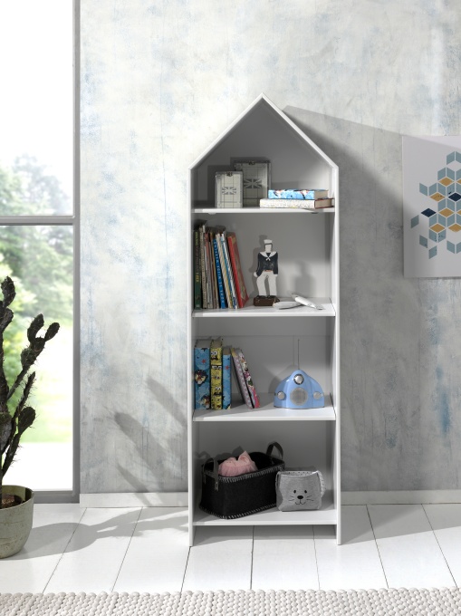 Bibliotecă pentru Copii Căsuță, Alb, (MDF) – CASAMI – Vipack