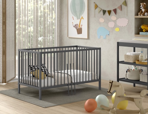 Pat bebeluși/copii mici DINO, antracit, 70x140 cm – Vipack