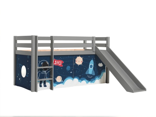 Pat copii cu tobogan și husă navetă spațială pentru copii – Vipack Pino [Dimensiuni: 200x90x114 cm]
