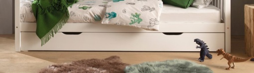 Sertar Pat, Alb, 90 x 190 cm (Pin Masiv) – DALLAS – Vipack