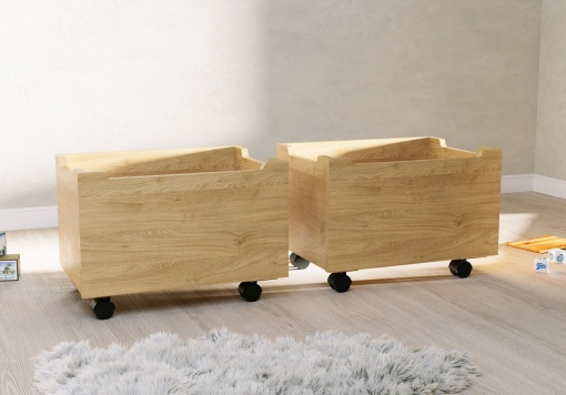 Set 2 Sertare Forrest, pentru Patul Semi-Înălțat, din Lemn de Stejar, Natur – Vipack