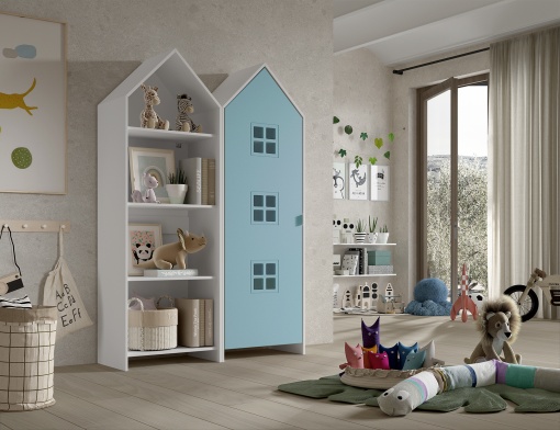 Set 2 Dulapuri pentru Copii Căsuță, Albastru și Alb, (MDF) – CASAMI BRUGES – Vipack