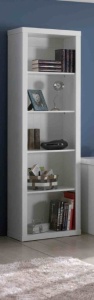 Bibliotecă pentru copii Robin albă din MDF lăcuit și pin masiv, cu 4 rafturi reglabile și finisaj cu caneluri verticale – Vipack - Img 2