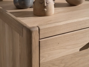 Comodă cu 3 Sertare Forrest Oak, din Lemn Masiv de Stejar, Natur – Vipack - Img 3