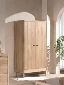 Dulap cu 2 Uși Forrest Oak pentru Camera Copii, din Lemn Masiv de Stejar, Natur – Vipack - Img 1