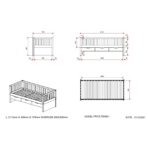 Pat Cabină Fritz 90x200 cm cu Sertare, pentru Copii, Pin Lăptos – Vipack - Img 4