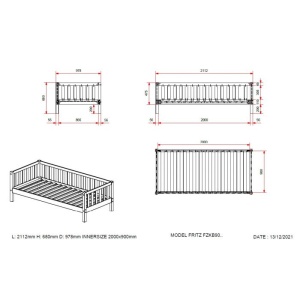 Pat Cabină Fritz 90x200 cm, pentru Copii, Alb – Vipack - Img 3