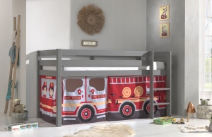 Pat Camion de pompieri PINO cu două paturi copii și cortină. - Img 2