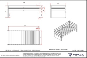 Pat pentru copii MARGRIT, 90 x 200 cm, alb cu tonuri naturale, cu pat trundle pentru dormit sau depozitare – Vipack - Img 3