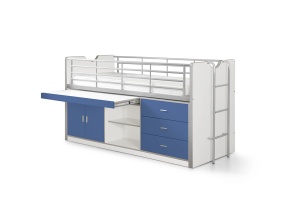 Pat Supraetajat cu Birou și Spații de Depozitare, Albastru (Metal și PAL) – Bonny – Vipack - Img 2