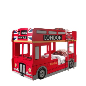 Pat Suprapus Autobuz Londonez, 90x200 cm, Roșu (MDF), cu Lumini LED – Auto – Vipack - Img 2