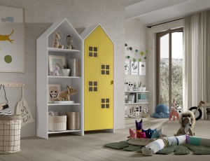 Set 2 Dulapuri pentru Copii Căsuță, Galben și Alb, (MDF) – CASAMI BRUGES – Vipack - Img 1