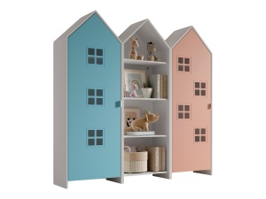 Set 3 Dulapuri pentru Copii Căsuță, Albastru și Alb, (MDF) – CASAMI BRUGES – Vipack - Img 2
