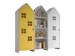 Set 3 Dulapuri pentru Copii Căsuță, Galben și Alb, (MDF) – CASAMI – Vipack - Img 2