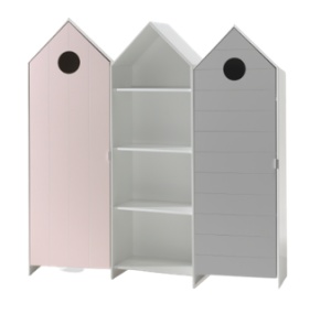 Set 3 Dulapuri pentru Copii Căsuță, Roz și Gri, (MDF) – CASAMI – Vipack - Img 2
