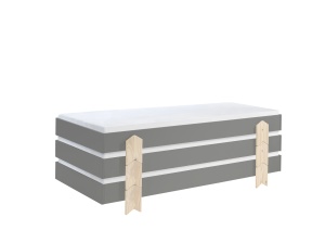Set 3 paturi stivuibile pentru copii MODULO, gri, din MDF și pin masiv, cu somiere cu lamele incluse – Vipack - Img 5